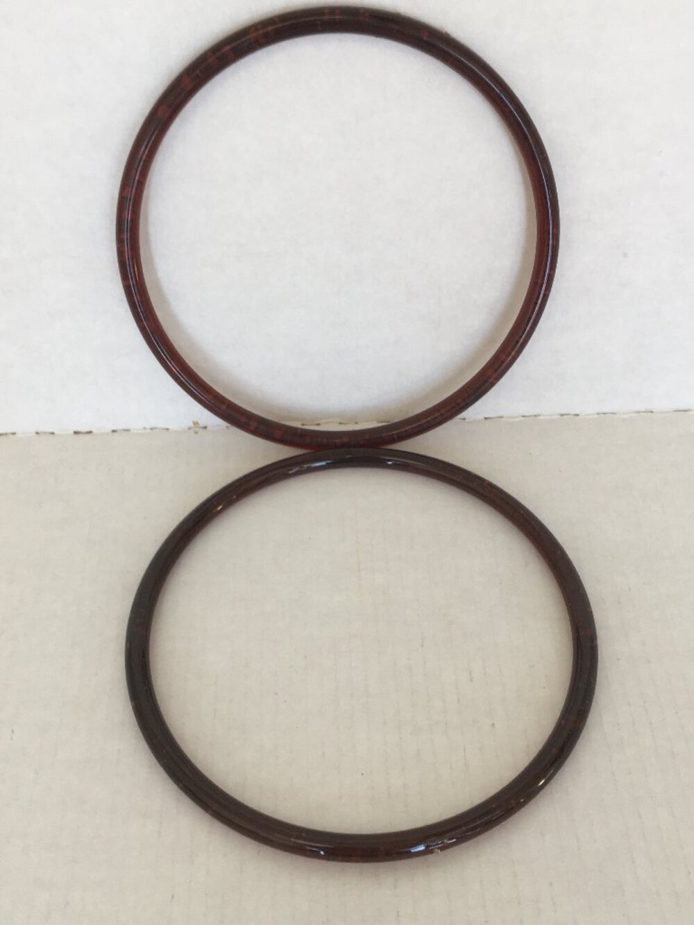 Vintage plastic brown round hoop handles for handbag craft sewing supplies